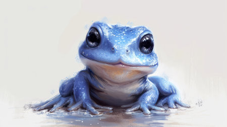 Blue frog isolated on white background. Watercolor painting. Digital illustration.の素材