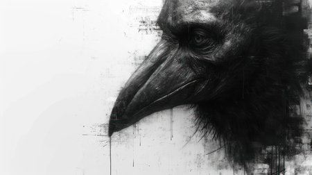 grunge image of a vulture head with grunge backgroundの素材