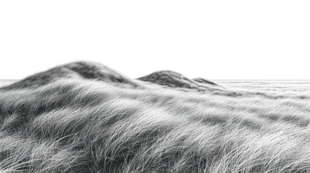 Dunes isolated on white background. 3d render. Computer digital drawing.の素材