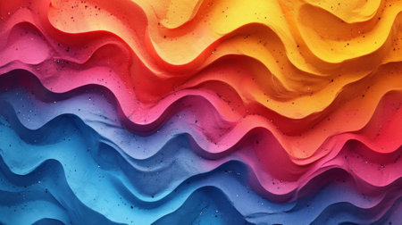 Colorful abstract background with wavy lines in rainbow colors. 3d renderの素材