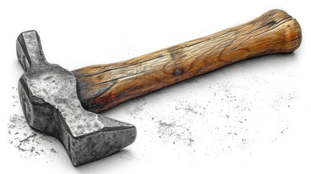 Hammer and coal isolated on white background. 3d illustration.の素材