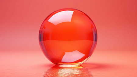 Crystal ball on a red background. 3D illustration. 3D rendering.の素材