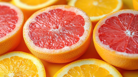 Citrus fruit background - grapefruit, orange, lemon, limeの素材