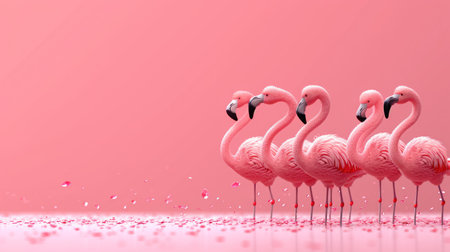 Flamingo pink background. 3d rendering, 3d illustration.の素材