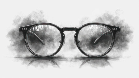 Sunglasses with smoke on a white background. 3d illustrationの素材
