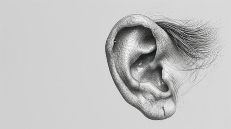 Human ear with hearing aid. 3D illustration. Toned.の素材