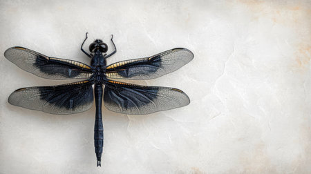 Dragonfly on grunge background with space for text, top viewの素材