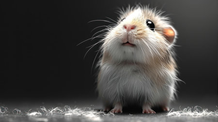 Cute little hamster on dark background, close-up.の素材