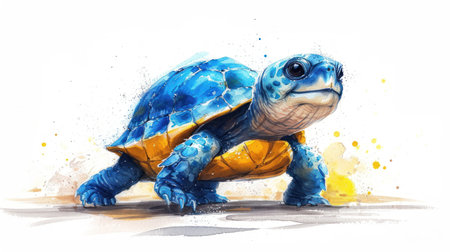 watercolor drawing of a turtle on a white background, digital illustrationの素材