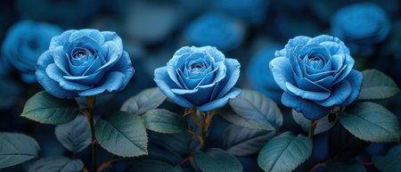 Beautiful blue roses on a blue background. Floral background.の素材