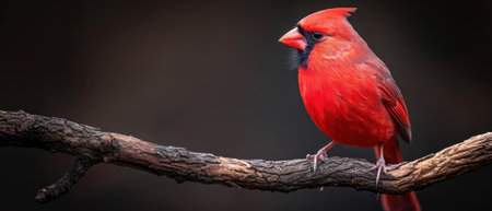 Male Northern Cardinal (cardinalis cardinalis) perched on a branchの素材