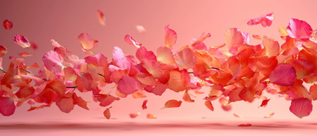 pink rose petals fall to the floor. 3d renderの素材