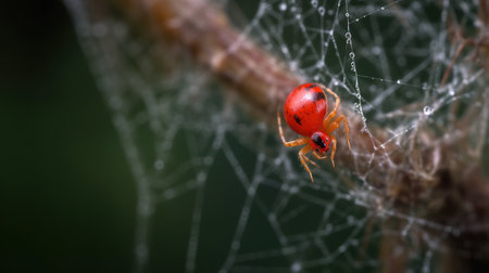 Spider on a spider web in the forest. Macro photography of insectsの素材
