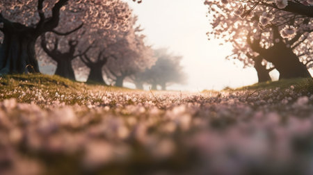 Cherry blossoms in full bloom in spring, beautiful nature landscapeの素材