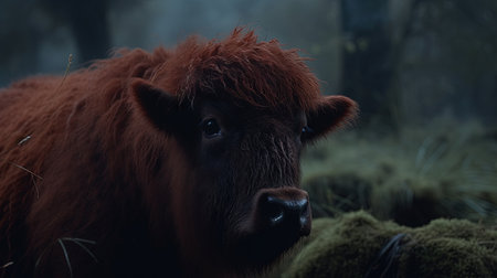 Portrait of a Bison (Bison bonasus) in the forestの素材