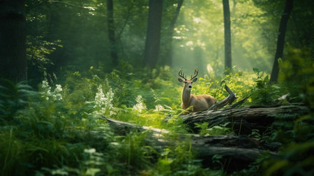 White-tailed deer in the forest. Wildlife scene from nature.の素材