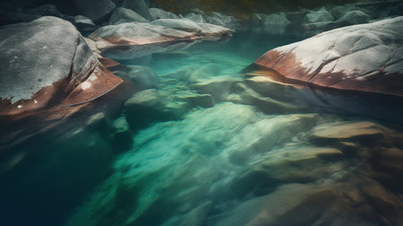 Canyon in the mountains with turquoise water, long exposureの素材