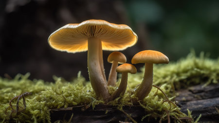 Mushrooms in the forest, close-up, selective focusの素材