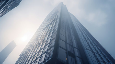 low angle view of modern skyscrapers in hongkongの素材