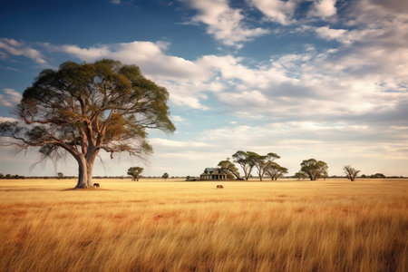 Lonely tree in the savannah of Zimbabwe, Africa.の素材
