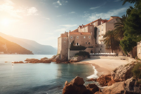 The old town of Budva in Montenegro. Adriatic Sea.の素材