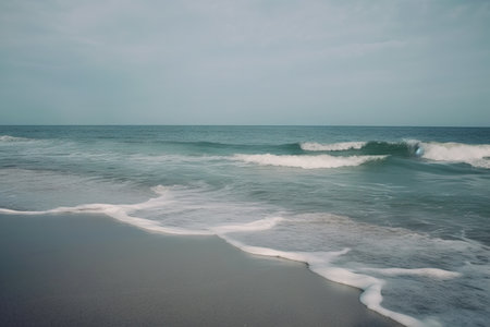 Beautiful seascape with soft wave on the sandy beach.の素材