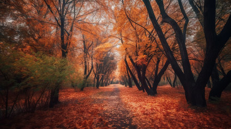Beautiful autumn forest. Autumn landscape. Autumn trees in the forestの素材