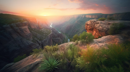 Panoramic view of the Grand Canyon at sunset, Arizona, USAの素材