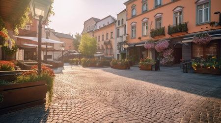 Street in the old town of Ljubljana, Sloveniaの素材
