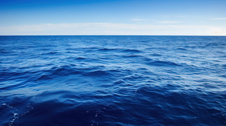Blue sea and blue sky. Natural background with space for your textの素材