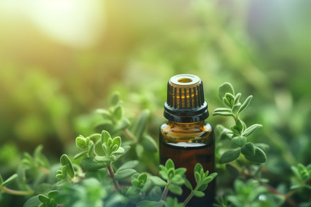 Essential oil in a small bottle. Selective focus. nature.の素材