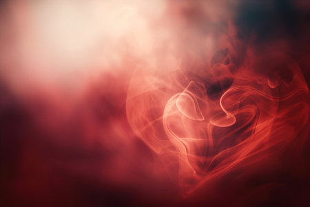 red smoke abstract background, heart shape from red smoke on black backgroundの素材