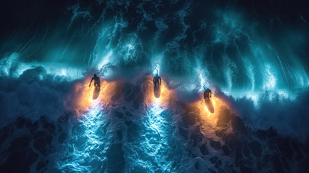 Surfing the wave. Surfer on the ocean. 3d renderingの素材
