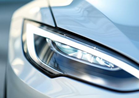 Close up of headlight of a modern car with shallow depth of fieldの素材
