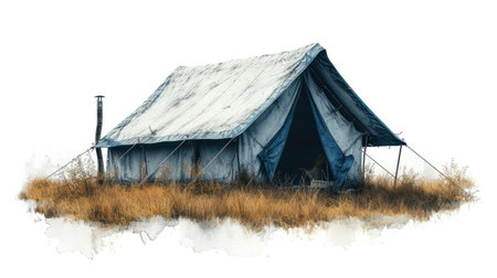 Tent isolated on white background. 3D illustration. Vintage style.の素材