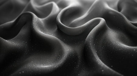 Abstract 3d rendering of wavy surface. Futuristic background with dynamic particles.の素材