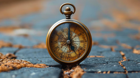 Compass on a wooden background. Close-up. Selective focus.の素材