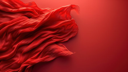 Abstract background of red wavy silk or satin. 3d rendering image.の素材