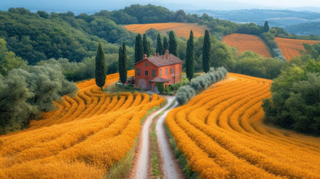 Rural landscape in Tuscany, Italy. Rural scene.の素材