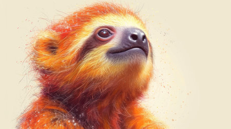 Portrait of a lemur in the rain. Illustration.の素材