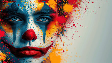 Close-up portrait of a beautiful woman with a painted face. Beauty, fashion.の素材