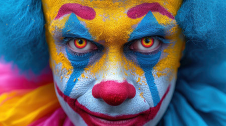 Portrait of a clown in the carnival. Close-up.の素材