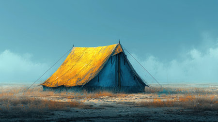 Tent in the desert, 3d render. Computer digital drawing.の素材