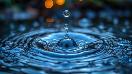 Water drop close-up with bokeh background. Macro photographyの素材