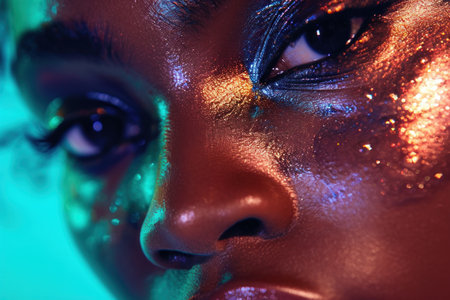 Close-up portrait of a beautiful african american woman.の素材