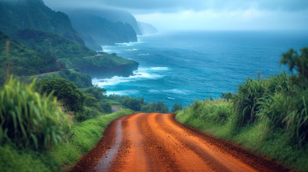 Rural road to the sea on the island of Madeira, Portugalの素材