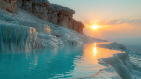 Beautiful winter landscape of the Dead Sea in Israel. Panoramaの素材