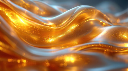 3d render, abstract liquid background, golden wavy liquid, 3d render illustrationの素材