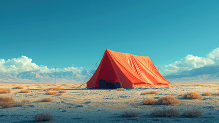 Tent in the desert. 3D illustration. Vintage style.の素材