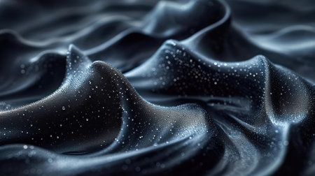 Closeup of blue fabric with water drops on it. 3d renderingの素材